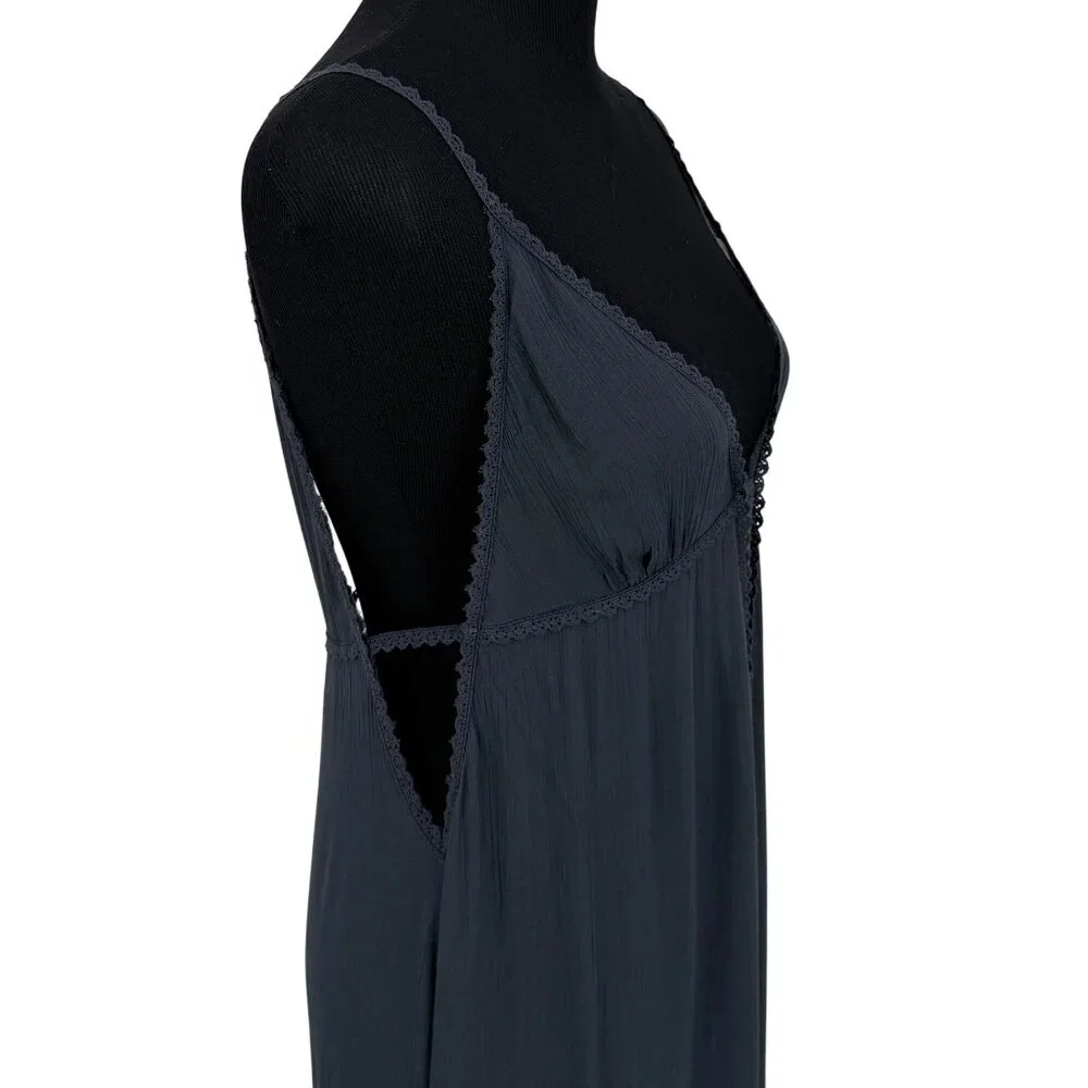 RARE Vtg NWT Free People Gray Lace Crochet Maxi Slip Dress | Whimsigoth Boho M - Picture 13 of 16